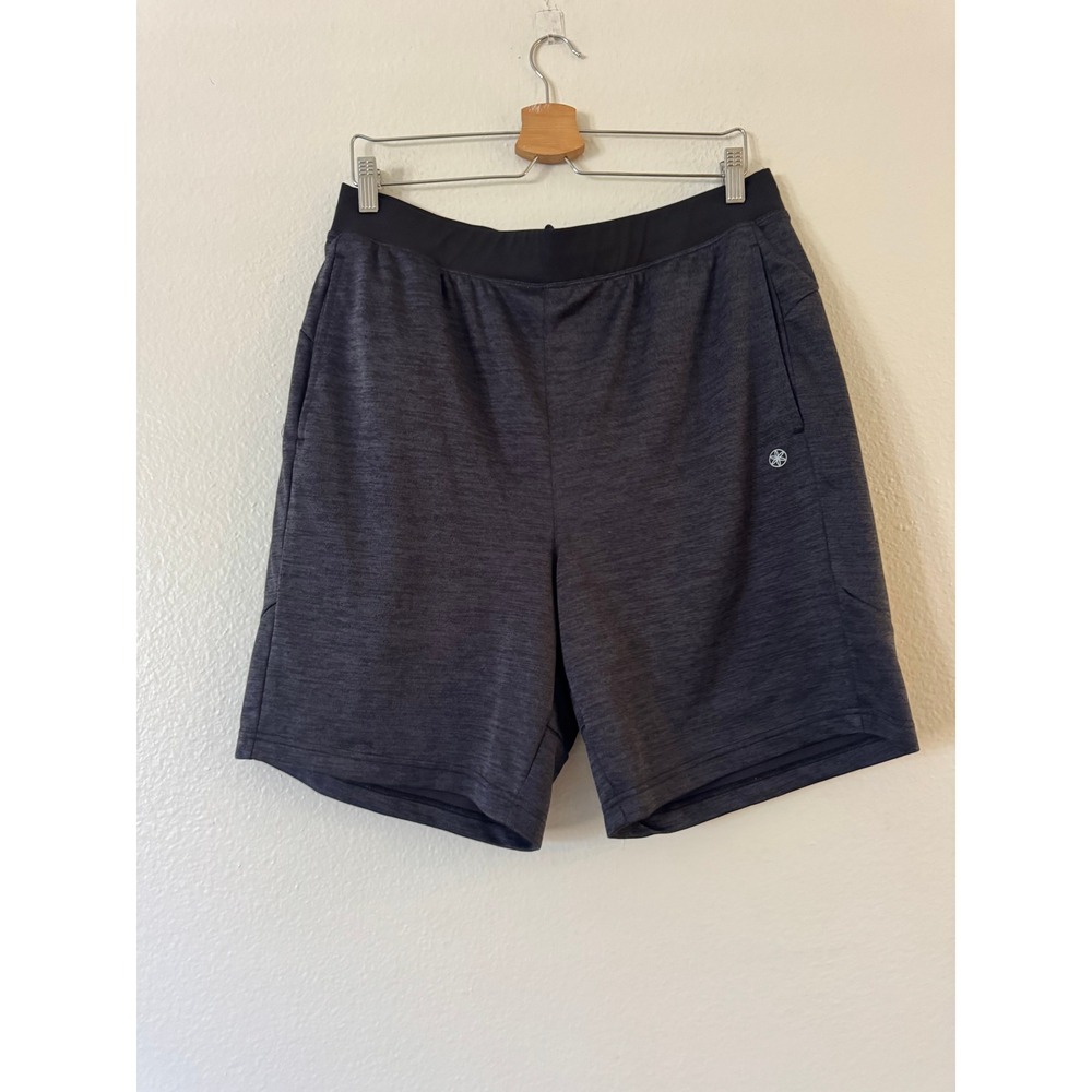 Gaiam Mens Athletic Gym Shorts Elastic Waist Drawstring Large Charcoal Excellent